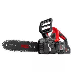   Red Technic Akkumulátoros Láncfűrész – 12" (30 cm), 21V, 2x4Ah akkumulátor – Kofferben (RTPAK0124)