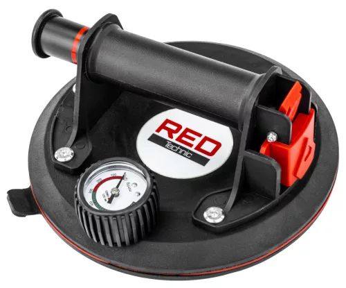 Red Technic Vákuumos Tapadókorong Manométerrel – 200 mm, 190 kg teherbírás – Üveghez és burkolólapokhoz (RTPDS0112)
