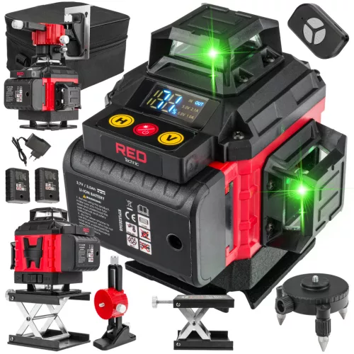 Red Technic 4D Keresztvonalas Lézer – 360°, 16 vonal, Zöld fény – Távirányítóval (RTPLK0036)