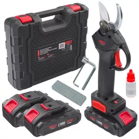   RED TECHNIC Akkumulátoros Metszőolló – 30mm vágási kapacitás, 20V – 2 db 2Ah akkumulátorral (RTSA0063)