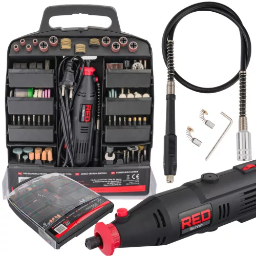 RED TECHNIC Mini Multicsiszoló Készlet – 350W, 300 tartozék, Flexibilis szár – Gravírozáshoz és csiszoláshoz (RTSPT0047)
