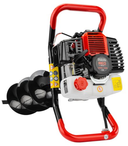 RED TECHNIC Benzinmotoros Földfúró – 6 LE, 52 cm³, 3 db fúrószárral – Kerti és építőipari munkákhoz (RTSWG0106)