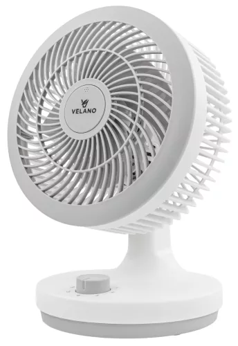 Velano Asztali Ventilátor – 50W, 3 sebességfokozat, Oszcilláció, Aromaterápia – Fehér (VELWEBS0008)