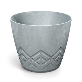 Areco Beton Effect Kaspó Geometrikus Mintázattal Szürke 24 cm