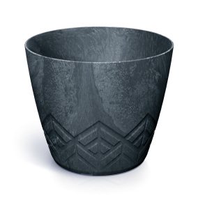 Areco Beton Effect Antracit Kaspó Geometrikus Mintázattal 29,5 cm