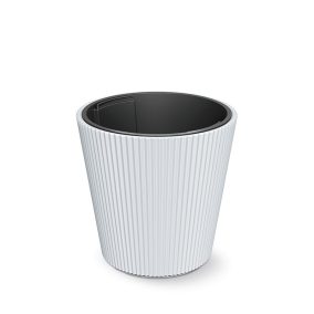 Milly Bordázott Műanyag Virágcserép Fehér 35 cm