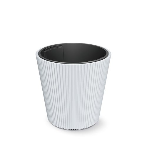 Milly Bordázott Műanyag Virágcserép Fehér 35 cm