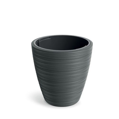 Vena Round Sötétszürke Bordázott Kaspó 39 cm