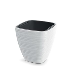 Vena Square Négyzetes Műanyag Virágcserép Fehér 29 cm