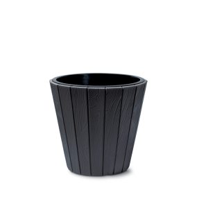   Woode Massive Antracit Kerti Virágtartó 49 cm Fa Mintázattal