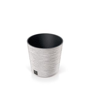 Furu Round Low ECO Fa Hatású Virágtartó - Fehér-Eco - 25 cm