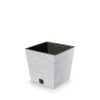 Furu Square ECO Fa Hatású Alacsony Virágtartó - Fehér - 24 cm csomag