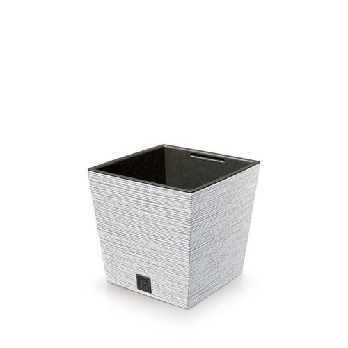 Furu Square ECO Fa Hatású Alacsony Virágtartó - Fehér - 24 cm csomag