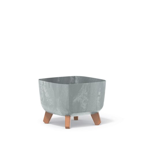 Gracia Square Beton Hatású Virágtartó Lábakon - Szürke 24 cm