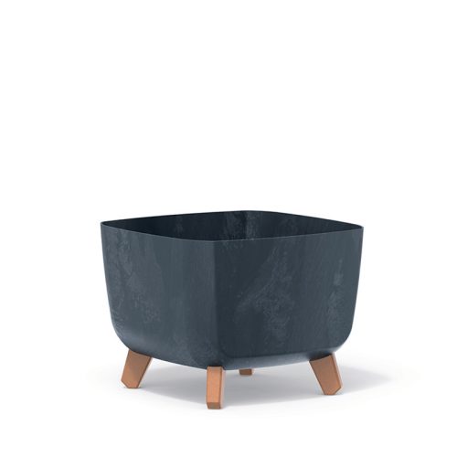 Gracia Square Beton Hatású Kaspó Antracit Színben Fa Lábakkal