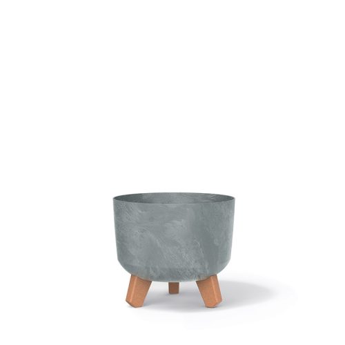 Gracia Beton Effect Kaspó Betonhatású Fa Lábakkal 20 cm