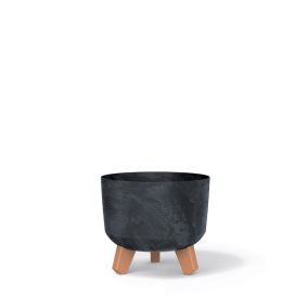 Gracia Beton Hatású Virágtartó Antracit Fa Lábakkal 20 cm