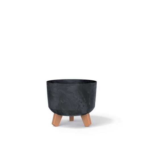 Gracia Beton Hatású Virágtartó Antracit Fa Lábakkal 20 cm
