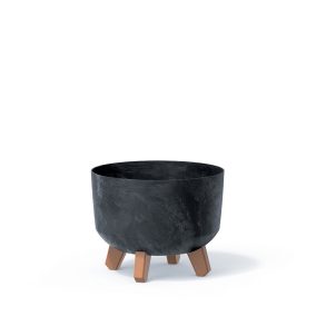 Gracia Beton Effect Kaspó Antracit Színben Fa Lábakkal