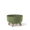 Gracia Low Dizájn Kaspó Földzöld 28,5 cm Fa Lábakkal