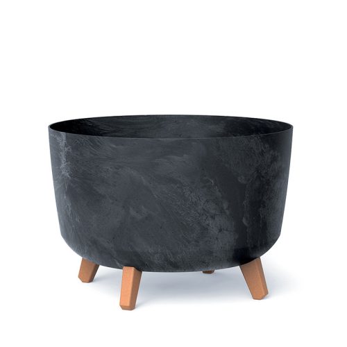 Gracia Beton Effect Kaspó Antracit 39 cm Fa Lábakkal