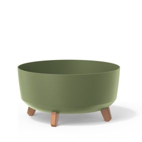 Gracia Low Dizájn Virágtartó Földzöld 37,9 cm Fa Lábakkal