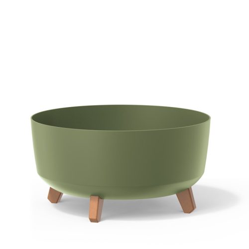 Gracia Low Dizájn Virágtartó Földzöld 37,9 cm Fa Lábakkal