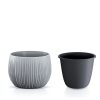 Bowl Beton Kaspó Bordázott Szürke 14,4 cm