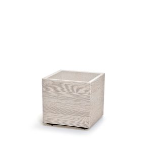 Madera Square ECO Fa Kocka Virágtartó - Fehér - 38,5 cm