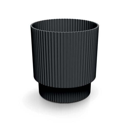 Milly Round Bordázott Kaspó Szénfekete 16,8 cm