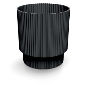 Milly Round Bordázott Kaspó Szénfekete 19,5 cm