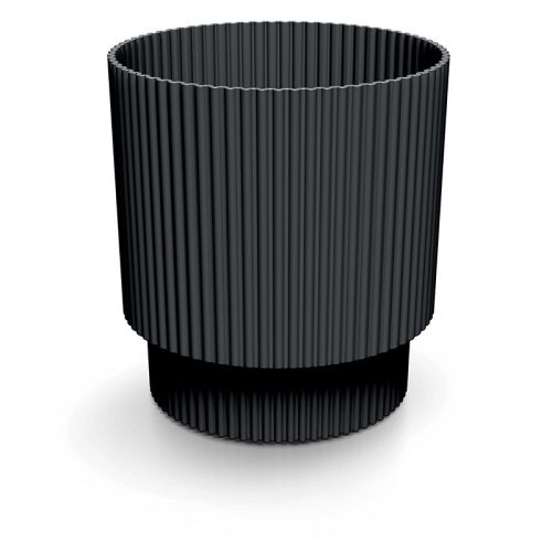 Milly Round Bordázott Kaspó Szénfekete 19,5 cm