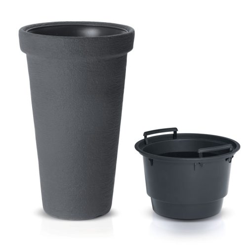 Classic Tower Magasított Kőhatású Virágtartó Antracit 48 cm