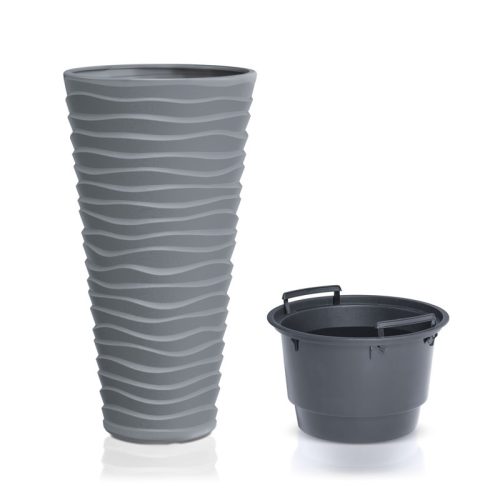Sand Slim Hullám Mintás Kültéri Virágtartó Kőszürke 30 cm