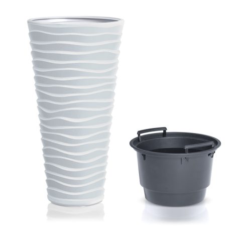 Sand Slim Magas Kaspó Fehér 38,7 cm Hullámmintás