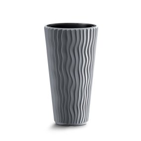   Sandy Slim Dekoratív Kültéri Virágcserép Kőszürke 39 cm