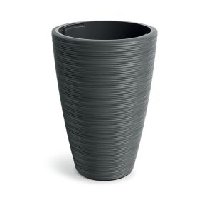 Vena Round Kör Alakú Kaspó Sötétszürke 35 cm Bordázott