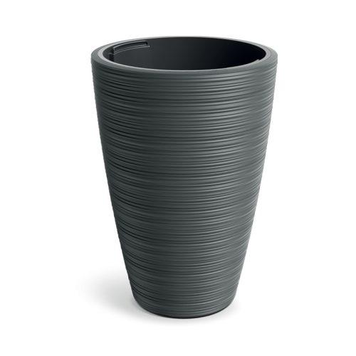 Vena Round Kör Alakú Kaspó Sötétszürke 35 cm Bordázott