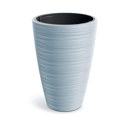 Vena Round Kör Alakú Világosszürke Bordázott Kaspó 35 cm