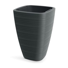 Vena Square Négyzetes Kaspó Sötétszürke 39 cm Bordázott