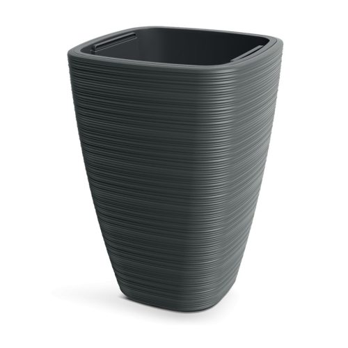 Vena Square Négyzetes Kaspó Sötétszürke 39 cm Bordázott