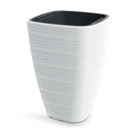 Vena Square Négyzetes Kaspó Fehér 38,8 cm Bordázott