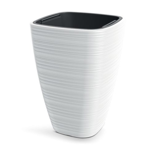 Vena Square Négyzetes Kaspó Fehér 38,8 cm Bordázott