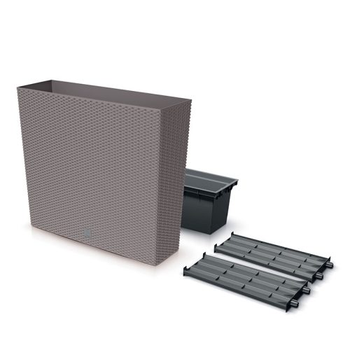 Rato Case T Rattan Hatású Térelválasztó Virágláda Mokka 77 cm Öntözőrendszerrel