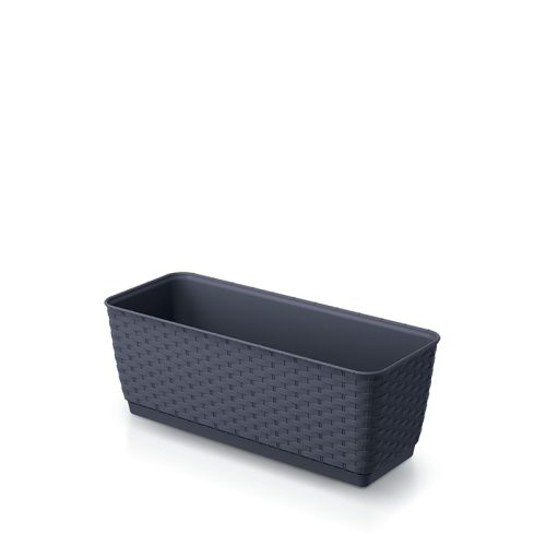 Ratolla Case P Rattan Hatású Műanyag Virágláda Antracit 38,6 cm