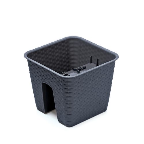 Ratolla Rattan Hatású Négyzetes Korlátvirágtartó Antracit