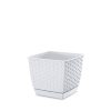 Ratolla Square Négyzetes Műanyag Virágcserép Rattan Hatású Fehér 14,5 cm