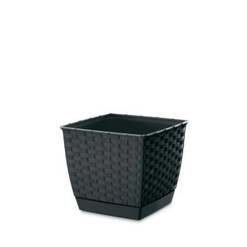 Ratolla Square Antracit Rattan Hatású Négyzetes Virágtartó