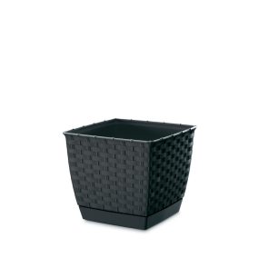 Ratolla Square Antracit Rattan Hatású Négyzetes Virágtartó