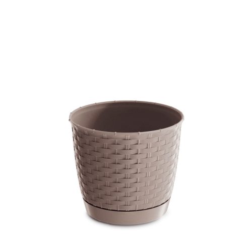 Ratolla Round Műanyag Kaspó Mokka 19 cm Fonott Mintázattal